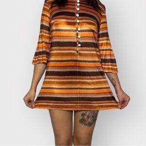 Vintage 1960’s Leisure Fashion, striped, Mod, Mid Century Mini Dress